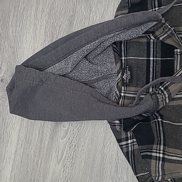 Firefly Button Up Plaid Hooded Long Sleeve Top - Picture 5 of 6